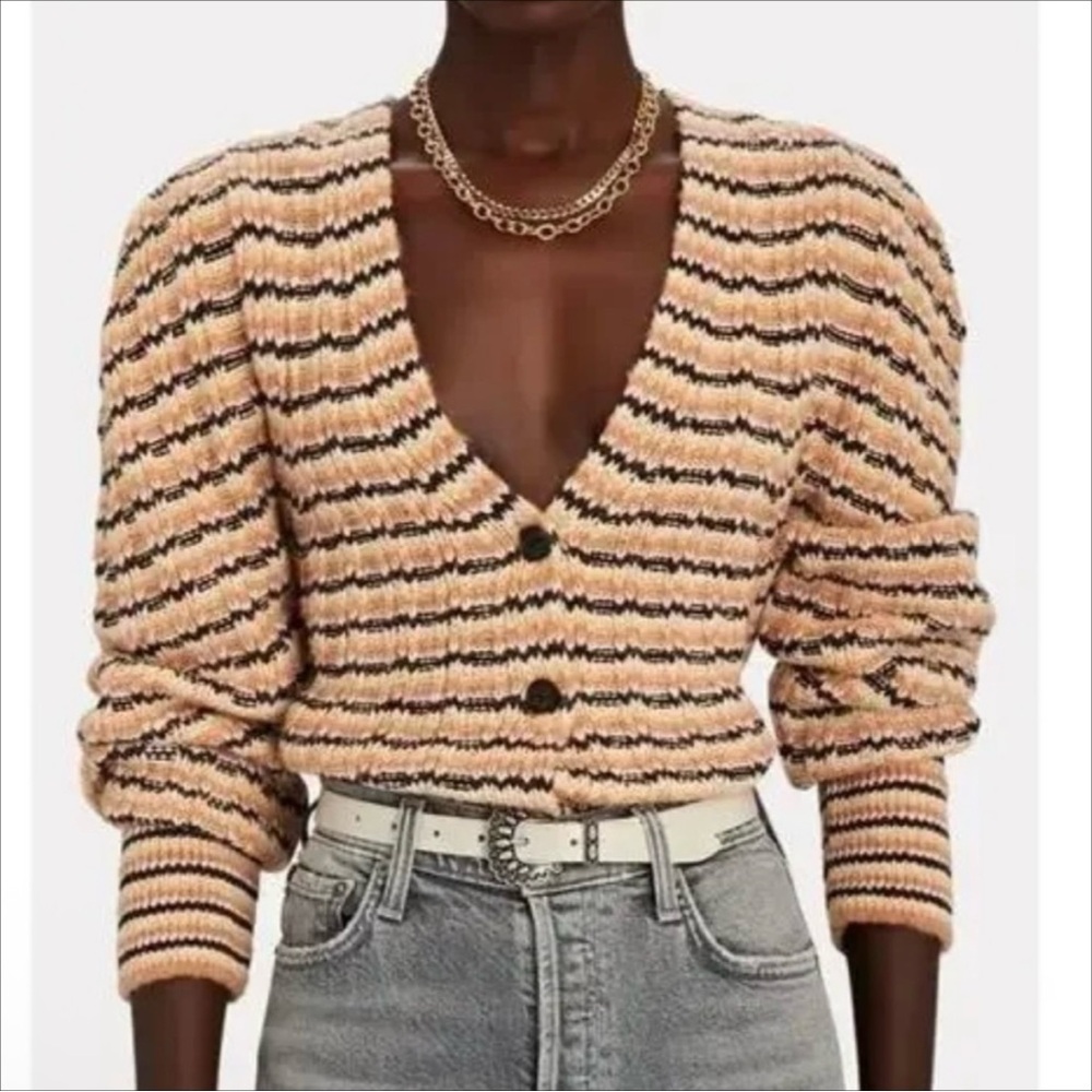A.L.C. Rebekah Striped Cardigan tan, brown, black